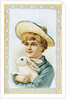 Postcard Depicting a Boy Holding a White Rabbit by Anonymous