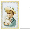 Postcard Depicting a Boy Holding a White Rabbit by Anonymous
