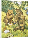 Illustration Depicting Three Picnicking Bears by Rosa C. Petherick