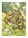 Illustration Depicting Three Picnicking Bears by Rosa C. Petherick