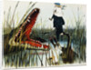 Illustration Depicting Two People Threatened by an Alligator by Luther Daniels Bradley