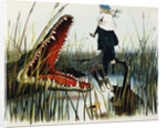Illustration Depicting Two People Threatened by an Alligator by Luther Daniels Bradley