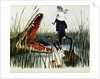 Illustration Depicting Two People Threatened by an Alligator by Luther Daniels Bradley