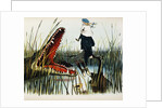 Illustration Depicting Two People Threatened by an Alligator by Luther Daniels Bradley