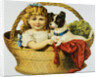 Illustration Depicting a Girl and A Dog in a Basket by Anonymous