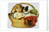 Illustration Depicting a Girl and A Dog in a Basket by Anonymous