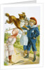 Illustration Depicting Children with a Leaping Dog by Anonymous