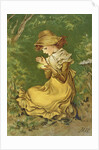Book Illustration of Kneeling Girl by M. Ellen Edwards
