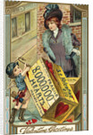 Valentine Greetings Postcard with Cupid's Crate of Hearts by Anonymous