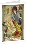 Valentine Greetings Postcard with Cupid's Crate of Hearts by Anonymous