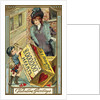 Valentine Greetings Postcard with Cupid's Crate of Hearts by Anonymous