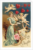 To My Valentine Postcard with Flying Cupids by Anonymous