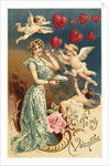 To My Valentine Postcard with Flying Cupids by Anonymous