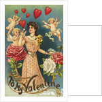 To My Valentine Postcard with Cupids and a Woman by Anonymous