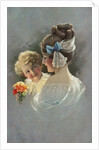 Postcard of Mother Holding Daughter by Anonymous