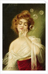 Postcard of Woman Blowing Bubbles by B. Zickendraht