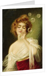 Postcard of Woman Blowing Bubbles by B. Zickendraht