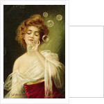 Postcard of Woman Blowing Bubbles by B. Zickendraht
