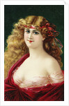 Postcard of Young Woman Wearing a Red Dress by Anonymous