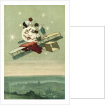 Postcard of Boys Dusting the Man on the Moon by Anonymous