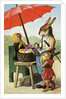 Postcard Showing Rabbits Buying Eggs from a Hen by Anonymous