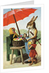 Postcard Showing Rabbits Buying Eggs from a Hen by Anonymous