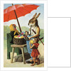 Postcard Showing Rabbits Buying Eggs from a Hen by Anonymous