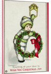 Knocking at Your Door to Wish You Christmas Joy Postcard by Pauli Ebner