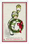Knocking at Your Door to Wish You Christmas Joy Postcard by Pauli Ebner