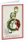 Knocking at Your Door to Wish You Christmas Joy Postcard by Pauli Ebner