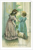 A Joyous Christmas Postcard with Little Girls Looking at the Christmas Tree by Corbis