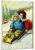 Postcard of Two Girls on a Toboggan by Anonymous