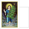 A Merry Christmas to You Postcard with an Angel Holding a Christmas Tree by Anonymous