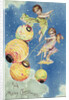 A Merry Christmas Postcard with Angels and Paper Lanterns by Anonymous