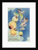 A Merry Christmas Postcard with Angels and Paper Lanterns by Anonymous