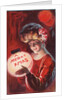 A Merry X Mas Postcard with a Woman Holding a Snowglobe by Anonymous