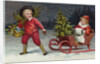 Postcard with Children and a Sleigh by Anonymous