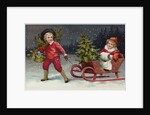 Postcard with Children and a Sleigh by Anonymous