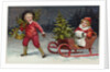 Postcard with Children and a Sleigh by Anonymous
