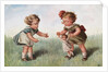 Postcard with Little Girls and a Doll by Anonymous