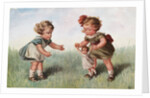 Postcard with Little Girls and a Doll by Anonymous