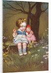 Postcard with a Little Girl and Her Doll by Anonymous