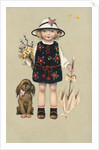 Postcard of a Young Girl and Her Dog by Anonymous