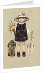 Postcard of a Young Girl and Her Dog by Anonymous