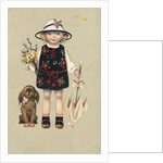 Postcard of a Young Girl and Her Dog by Anonymous