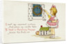 Christmas Postcard of Girl Looking Out of Window by Margaret Evans Price