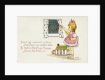 Christmas Postcard of Girl Looking Out of Window by Margaret Evans Price