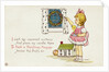 Christmas Postcard of Girl Looking Out of Window by Margaret Evans Price