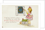 Christmas Postcard of Girl Looking Out of Window by Margaret Evans Price