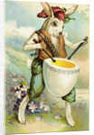 Easter Postcard of Bunny Playing an Egg Drum by Anonymous